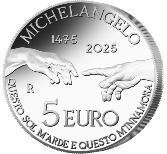 Italia 5 euro Argento BU 2025 - 550° Anniversario della Nascita di Michelangelo