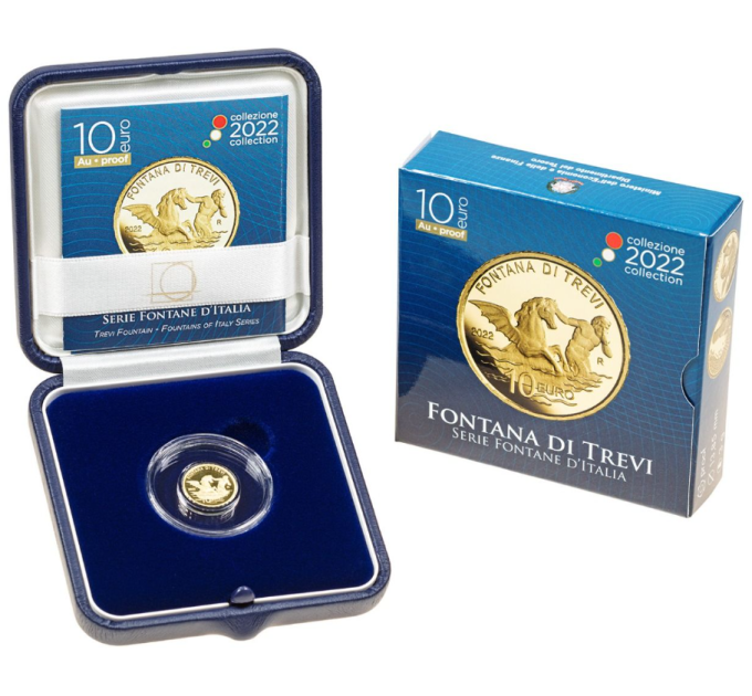 Italia 10 euro oro proof 2022 - Fontane d'Italia - Fontana di Trevi