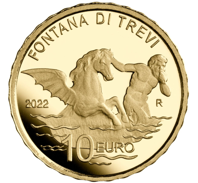 Italia 10 euro oro proof 2022 - Fontane d'Italia - Fontana di Trevi