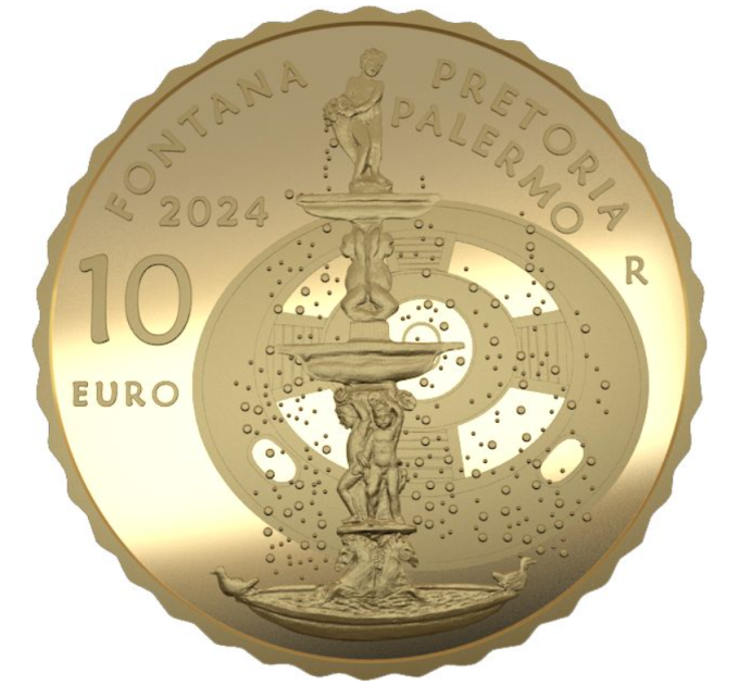 Italia 10 euro oro proof 2024 - Fontane d'Italia - Fontana Pretoria - Palermo