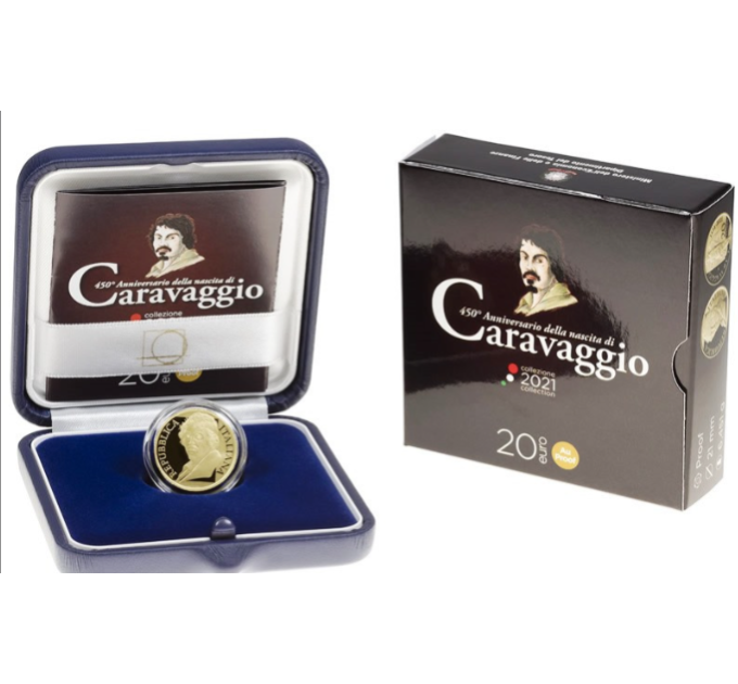 Italia 20 euro Oro PROOF 2021 - 450° Anniversario della nascita di Caravaggio
