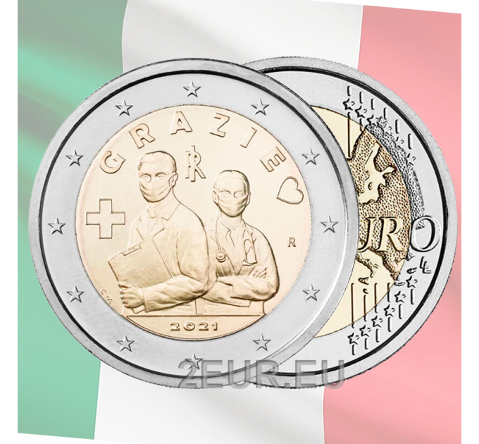 Italia 2 euro UNC 2021 - Grazie - Grazie - Professioni Sanitarie