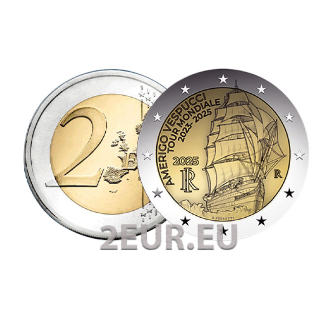 Italia 2 euro UNC 2025 - Viaggio della Nave Amerigo Vespucci