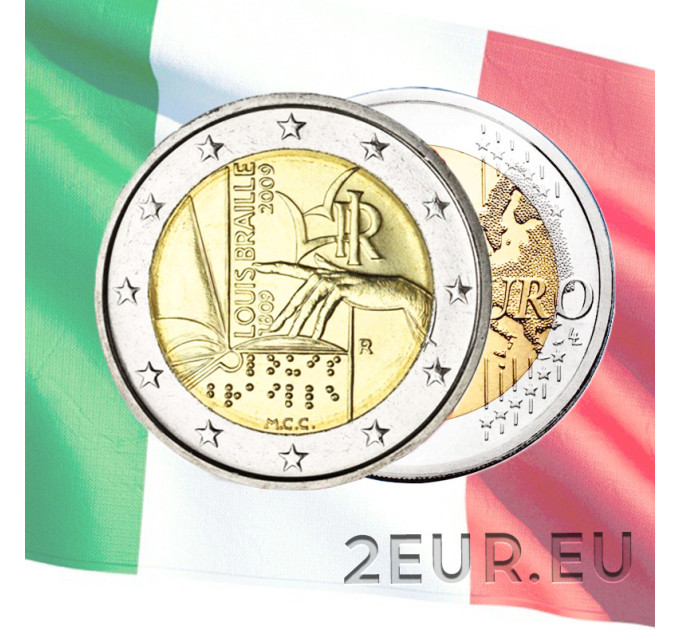 Italia 2 euro UNC 2009 - 200° Anniversario della Nascita di Louis Braille