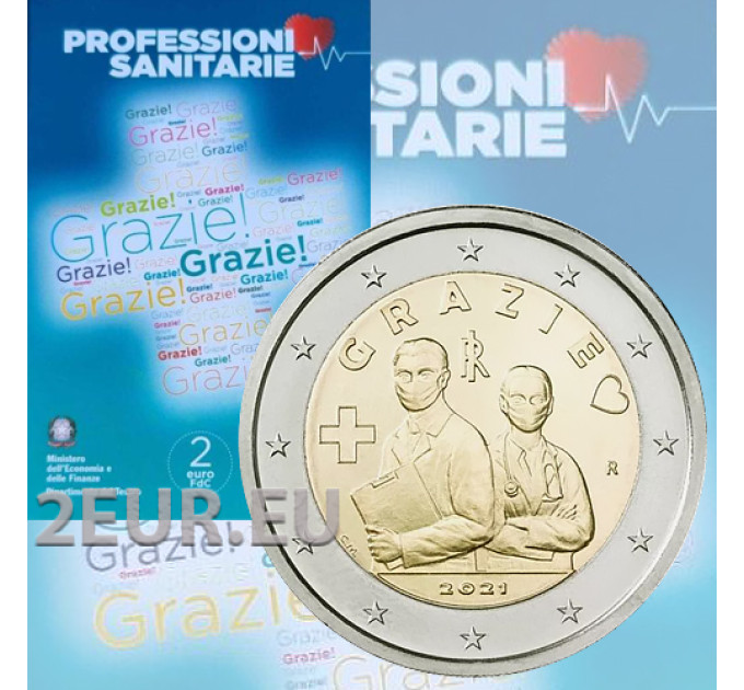 Italia 2 euro BU 2021 - Grazie - Grazie - Professioni Sanitarie
