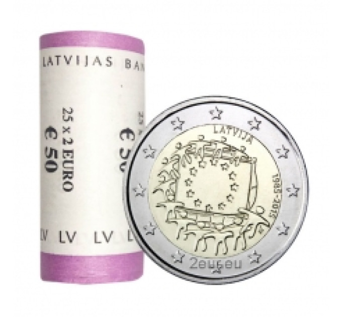Lettonia 2 euro UNC rotolo 2015 - 30 anni della bandiera dell'UE