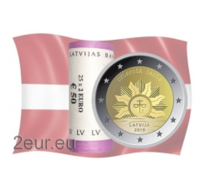 Lettonia 2 euro UNC rotolo 2019 - Sole nascente