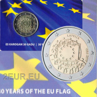 Lettonia 2 euro fdc 2015 - 30 anni della bandiera dell'UE 