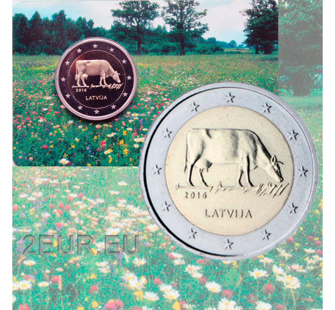 Lettonia 2 euro FDC 2016 - Allevamento Lattiero-caseario - Mucca 