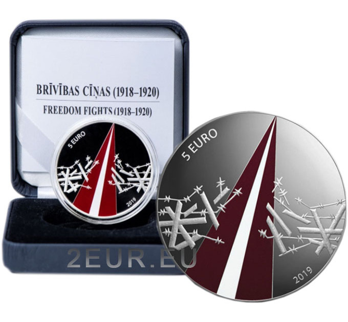 Lettonia 5 euro argento proof 2019 - Lotta per la libertà (1918-1920)
