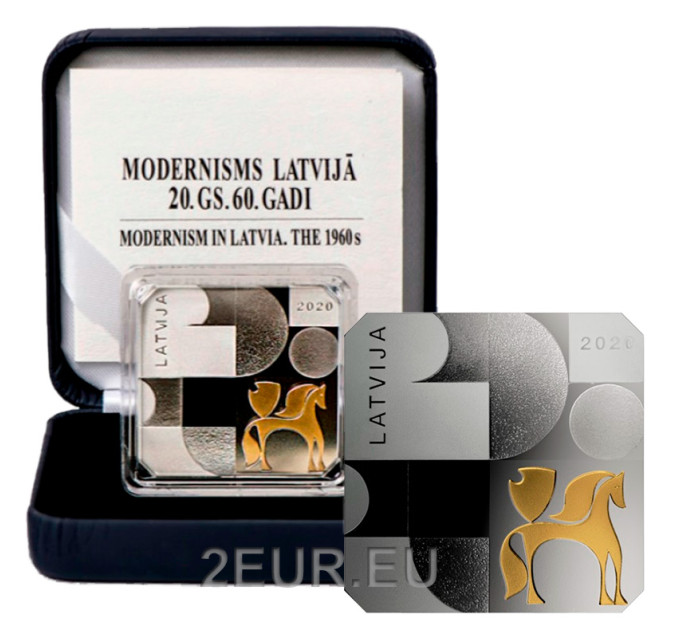 Lettonia 5 euro argento proof 2020 - Modernismo in Lettonia - Anni '60
