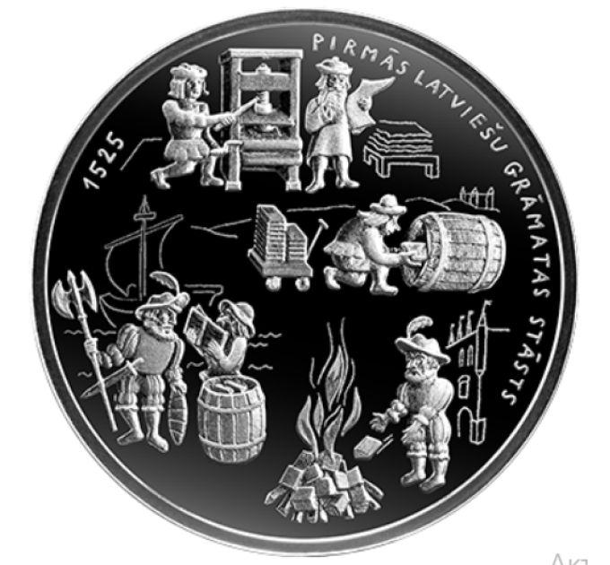 Lettonia 5 euro argento proof 2025 - Libro lettone – 500