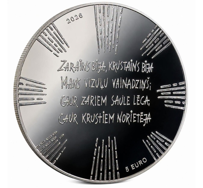 Lettonia 5 euro argento proof 2026 - Corona nuziale