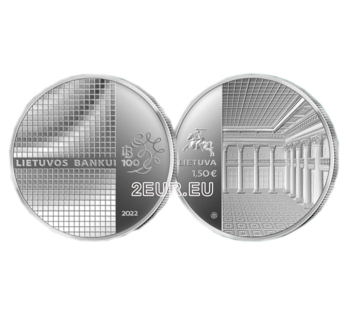 Lituania 1,5 euro UNC 2022 - 100° anniversario della Banca di Lituania