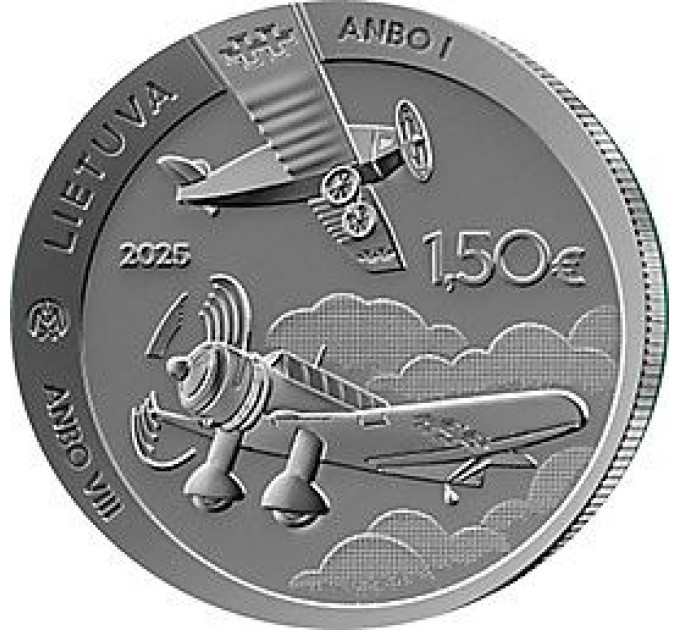Lituania 1,5 euro UNC 2025 - Aerei ANBO - 100 anni
