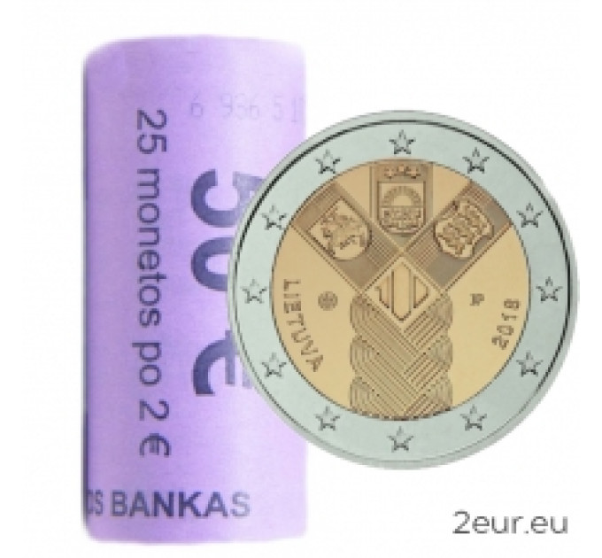 Lituania 2 euro UNC rotolo 2018 - centenario dell'indipendenza degli Stati baltici