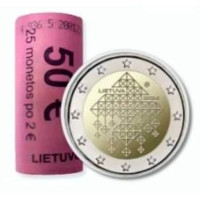 Lituania 2 euro UNC rotolo 2024 - Tradizione lituana dei giardini dal tetto di paglia