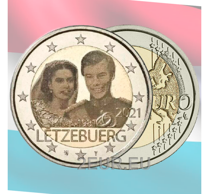 Lussemburgo 2 euro UNC 2021- 40° anniversario di matrimonio della Granduchessa Maria Teresa con il Granduca Henry foto