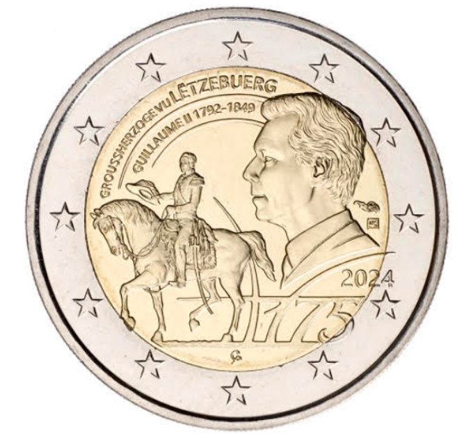 Lussemburgo 2 euro UNC 2024 - 175° anniversario della morte del Granduca Guillaume II