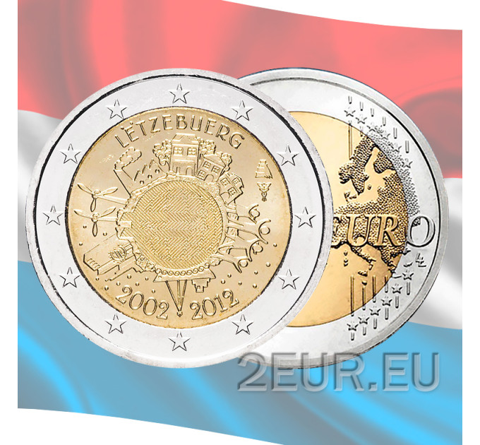 Lussemburgo 2 euro UNC 2012 - 10 anni di euro contanti
