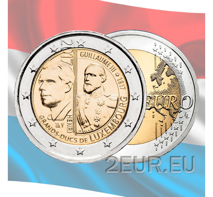 Lussemburgo 2 euro UNC 2017 - 200 anni dalla nascita del Granduca Guglielmo III