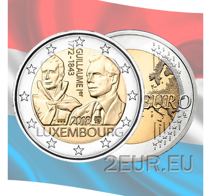 Lussemburgo 2 euro UNC 2018 - 175° Anniversario della Morte del Granduca Guillaume I