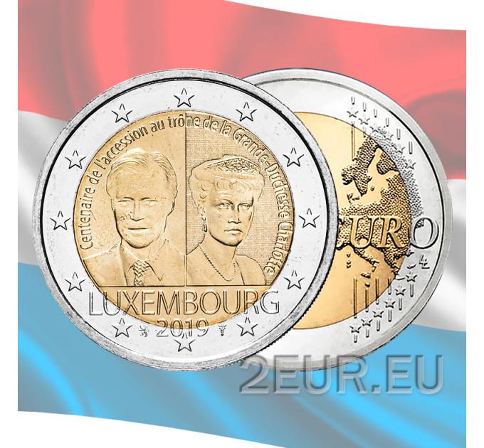 Lussemburgo 2 euro UNC 2019 - 100° anniversario dell'ascesa al trono della Granduchessa Charlotte
