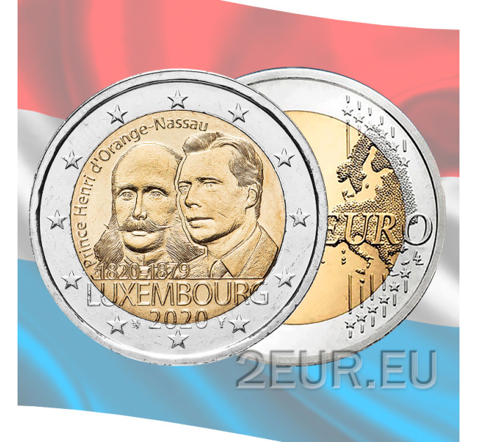 Lussemburgo 2 euro UNC 2020 - 200° anniversario della nascita del principe Enrico d'Orange-Nassau