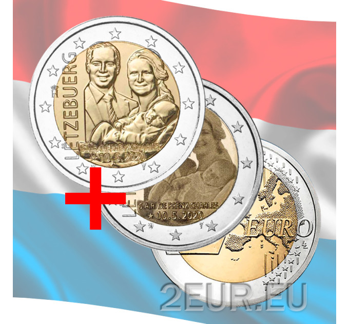 Lussemburgo 2 euro UNC 2020 - Rilievo nascita del principe Carlo +foto