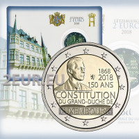 Lussemburgo 2 euro fdc 2018 - 150° anniversario della Costituzione lussemburghese