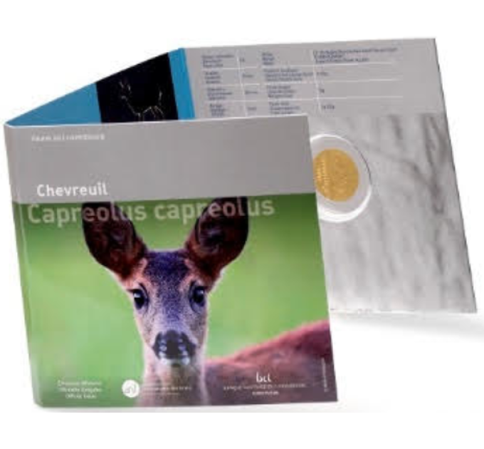 Lussemburgo 5 euro argento Proof 2025 - Fauna e Flora - capriolo europeo