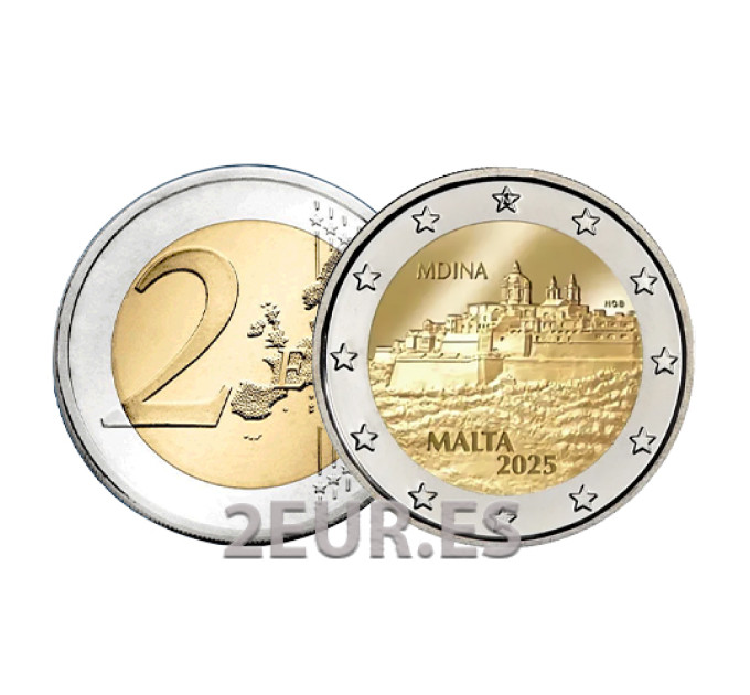 Malta 2 euro UNC 2025 - Città storica di Mdina