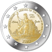 Malta 2 euro UNC 2023 - 225° anniversario dell'arrivo dei francesi a Malta - Napoleone Bonaparte