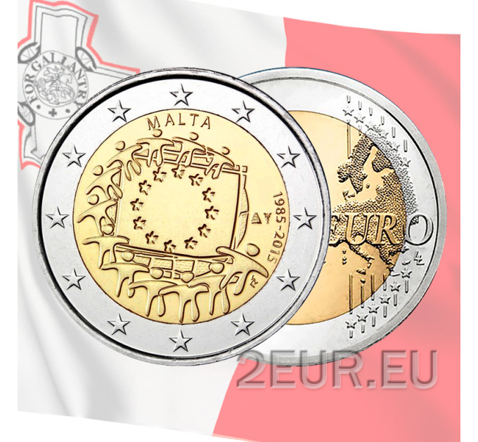 Malta 2 euro UNC 2015 - 30° anniversario della bandiera dell'UE
