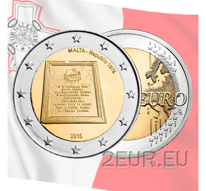 Malta 2 euro UNC 2015 - Repubblica 1974