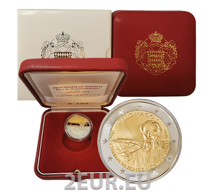 Monaco 2 euro PROOF 2016 - 150° Anniversario della Fondazione di Montecarlo da parte di Carlo III