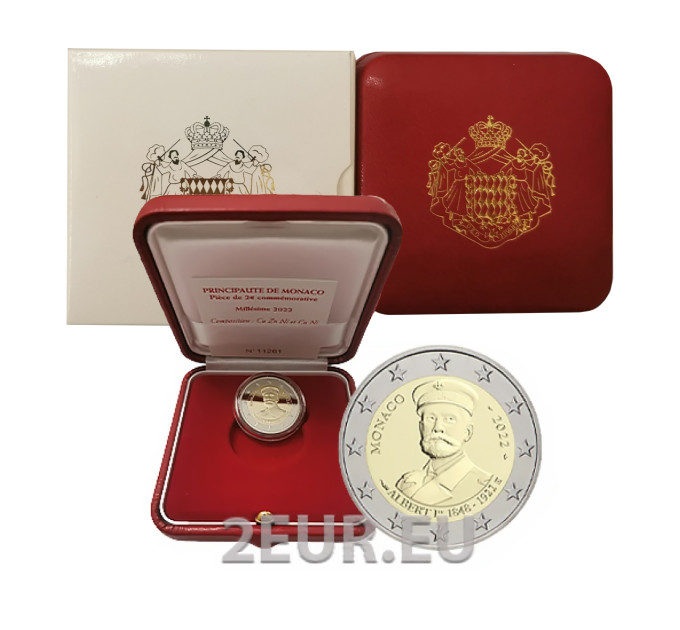 Monaco 2 euro PROOF 2022 - Centenario della morte di Alberto I - Principe di Monaco