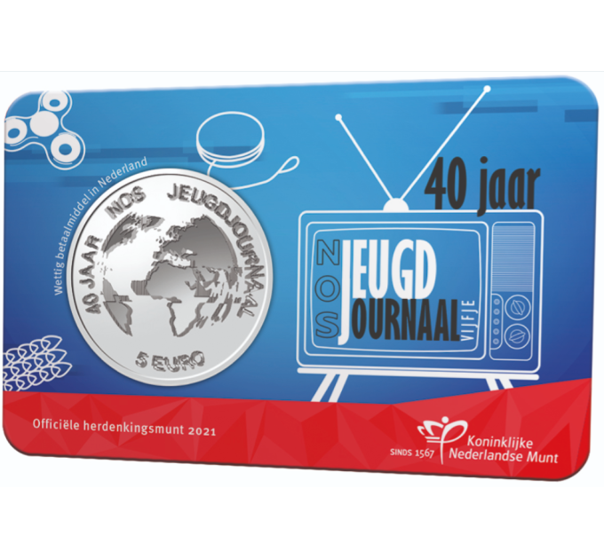 Paesi Bassi 5 euro UNC 2021 - 40° anniversario del NOS Jeugdjournaal