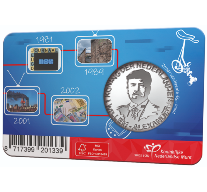 Paesi Bassi 5 euro UNC 2021 - 40° anniversario del NOS Jeugdjournaal