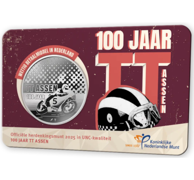 Paesi Bassi 5 euro UNC 2025 – 100 anni di TT Assen
