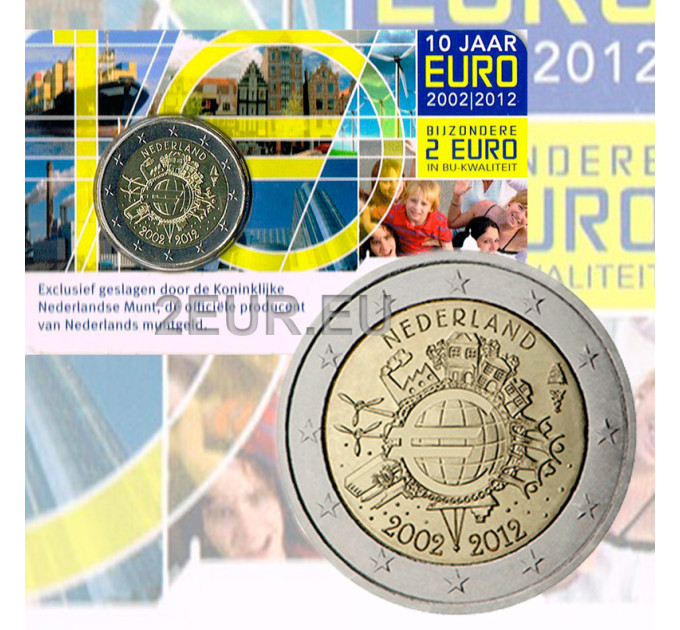 Paesi Bassi 2 euro BU 2012 - 10 anni di Euro Cash  