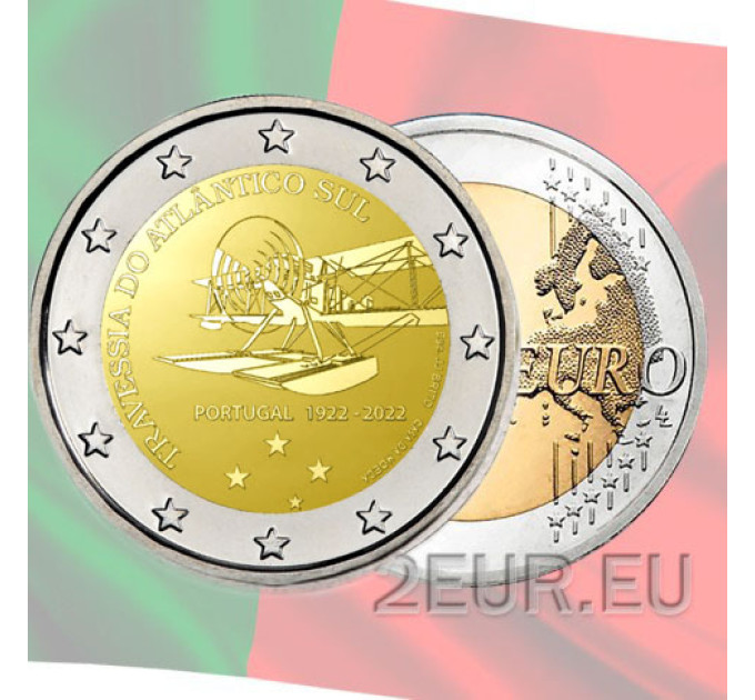 Portogallo 2 euro UNC 2022 - 100° anniversario della prima traversata aerea del Sud Atlantico