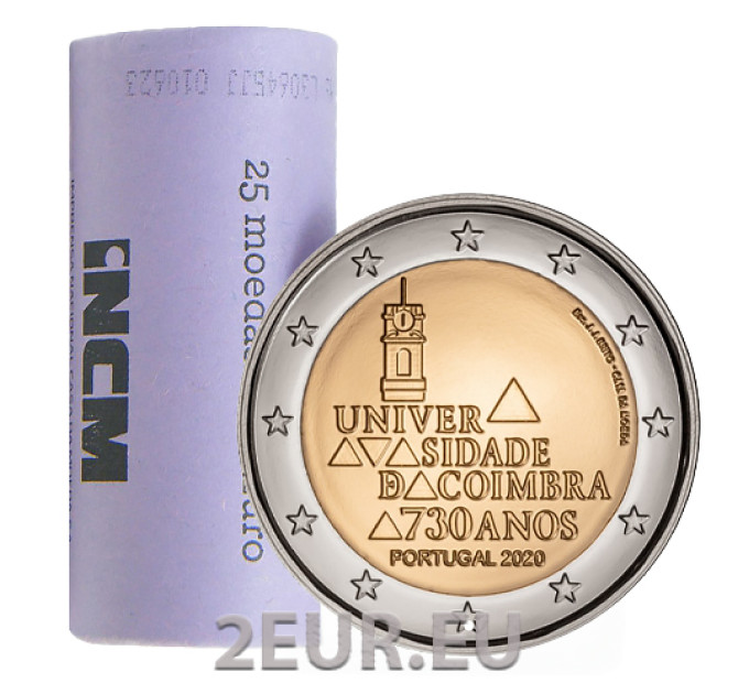 Portogallo 2 euro UNC rotolo 2020 - 730 anni Università di Coimbra