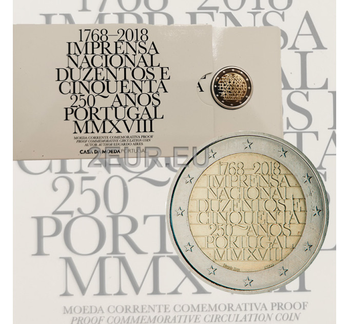 Portogallo 2 euro proof 2018 - 250° Anniversario della Tipografia Nazionale INCM 