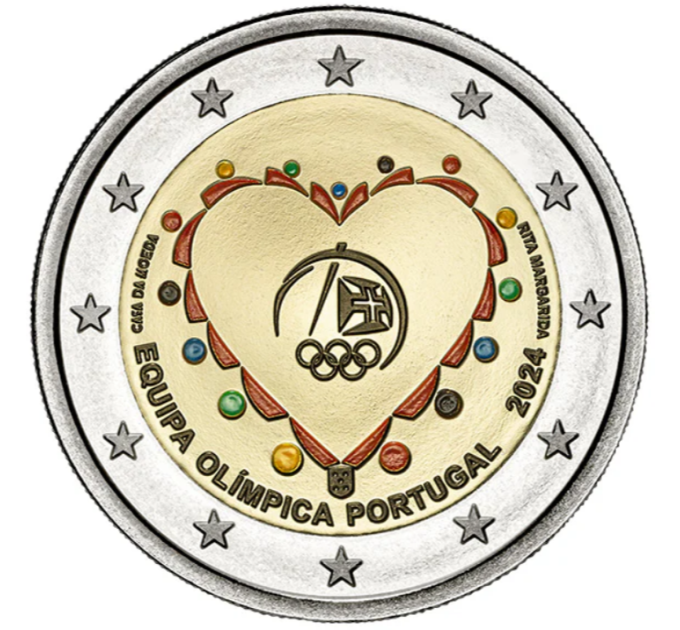 Portogallo 2 euro Proof 2024 – Giochi olimpici estivi a Parigi - Squadra olimpica portoghese
