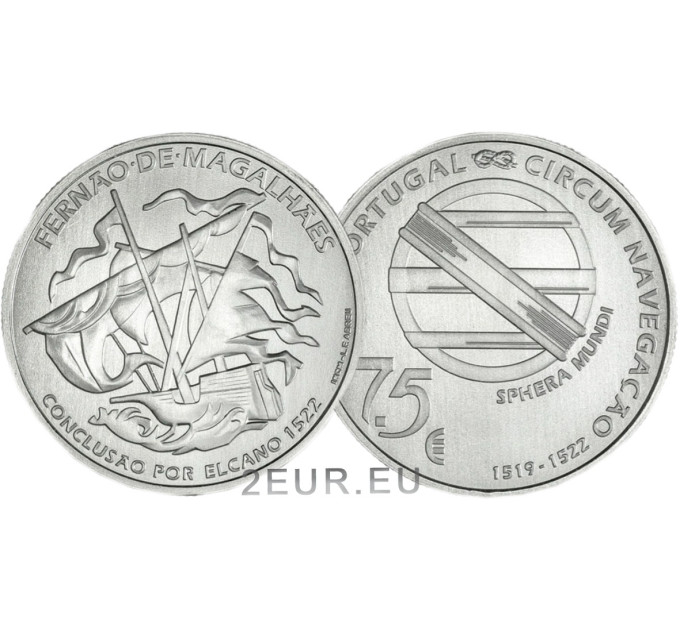 Portogallo 7,5 euro UNC 2022 - 500° Anniversario della Prima circumnavigazione della Terra di Magellano - Elcano 1522