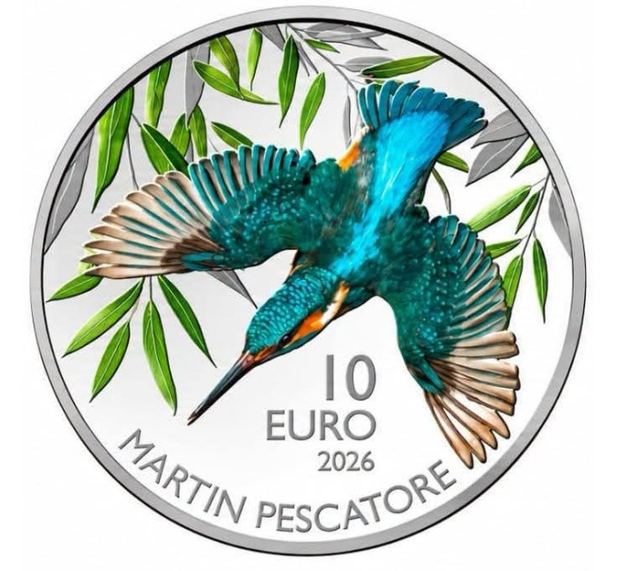San Marino 10 euro BU 2026 - Martin Pescatore