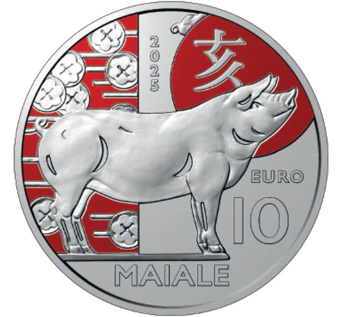 San Marino 10 euro BU 2025 - Calendario lunare cinese - "Maiale"