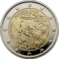 San Marino 2 euro Proof 2026 - 800° anniversario della morte di Francesco d'Assisi San Marino 2 euro Proof 2026 - 800° anniversario della morte di Francesco d'Assisi