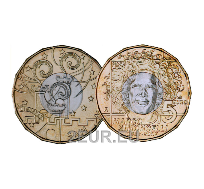 San Marino 5 euro UNC 2017 - "30° Anniversario della nascita di Marco Simoncelli"